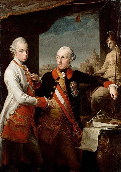 Pompeo Batoni Portrait of Emperor Joseph II (right) and his younger brother Grand Duke Leopold of Tuscany (left), who would later become Holy Roman Emperor as Leopo